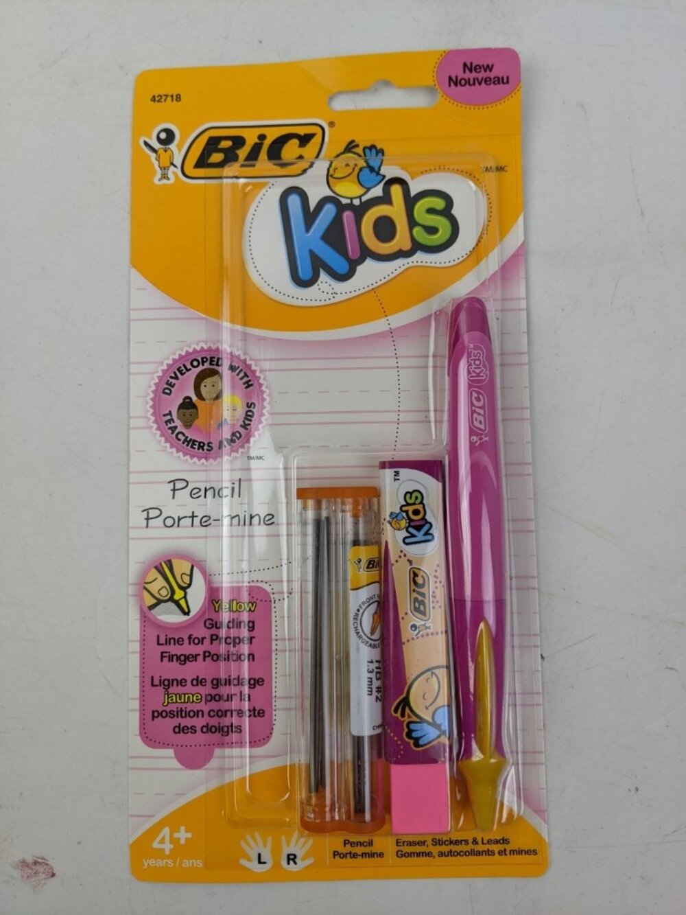 BIC Kids Pencil Porte-mine Mechanical Pencil, 1.3mm, Pink Barrel NEW NWT
